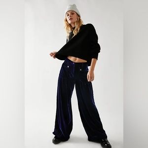 New Free People Lotus Blue Velvet Pants